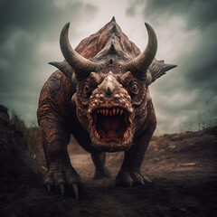 Fototapeta premium Triceratops dinosaur 3d 4k