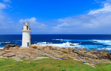 Fototapeta na wymiar Lighthouse in Galicia- Punta da barca, Muxia in Spain