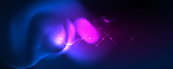 Neon glowing waves, magic energy space light concept, abstract background wallpaper design