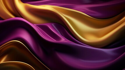 Theoretical Foundation with Wave Shinning Gold and Purple Point Silk Surface. AI Generated