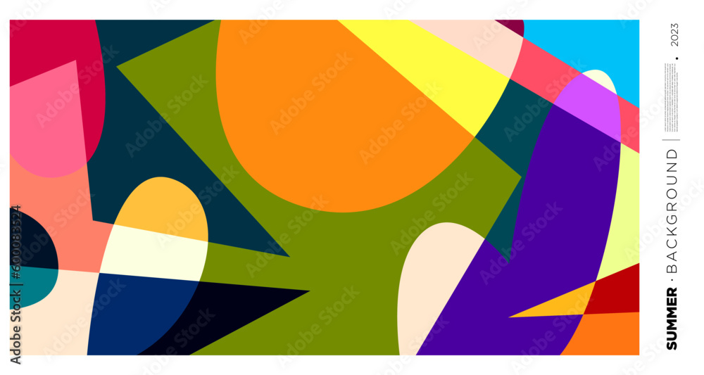 Poster vector abstract colorful dynamic geometric pattern background illustration for summer 2023