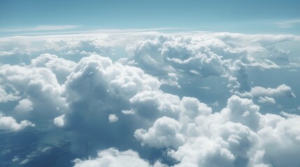 Blue sky with specific clouds. See over the clouds.summer blue sky cloud slant light white establishment. AI Generated