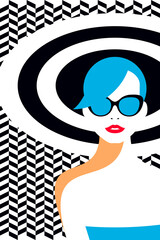 Woman in hat and sunglasses