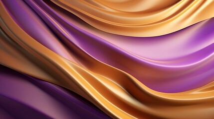 Fototapeta premium Hypothetical Foundation with Wave Shinning Gold and Purple Point Silk Surface. AI Generated