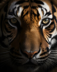 Cose up portrait of a majestic tiger.