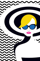 Woman in hat in sunglasses