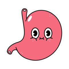 Cute funny Stomach character. Vector hand drawn traditional cartoon vintage, retro, kawaii character illustration icon. Isolated on white background. Stomach character concept