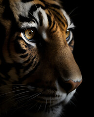 Cose up portrait of a majestic tiger.