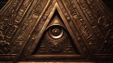 photo Sign Illuminati. freemasonry. The masonic square. All seeing eye in favored geometry triangle. AI Generated