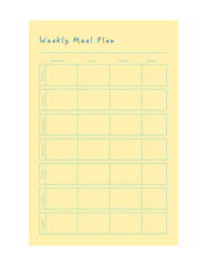 Meal Planner and groceries list planner. Plan you food day easily. Vector illustration.