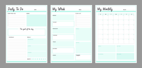 3 set of daily week monthly planner. 