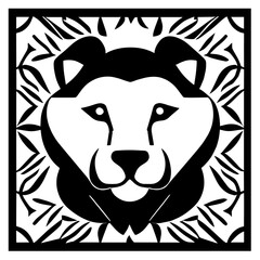 Animal head vector design black and white