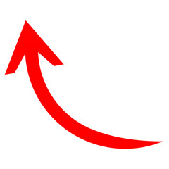 Red arrow up sign transparent. Curved line arrow.