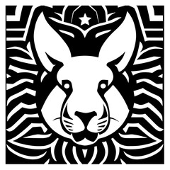 Animal head vector design black and white