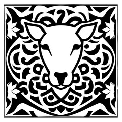 Animal head vector design black and white