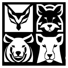 Animal head vector design black and white