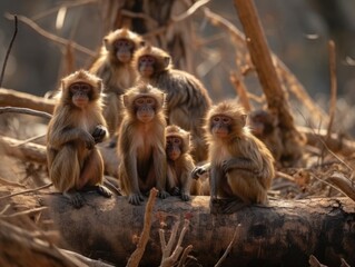 Group of Monkey in natural habitat (generative AI)