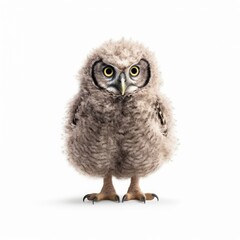 Fototapeta premium Baby Owl isolated on white (generative AI)