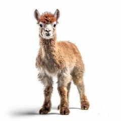 Baby Llama isolated on white (generative AI)