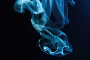 Blurry blue smoke on black background. Generative AI