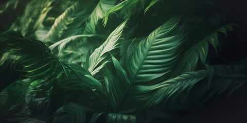 Naklejka na ściany i meble Natural green tropical leaf Texture background