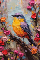 Artistic impasto style painting of a Bird
