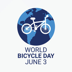 World Bicycle Day. June 3. Holiday concept. Template for background, banner, card, poster with text inscription. Vector illustration