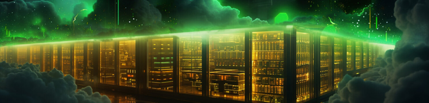 Concept art of cloud computing demonstrating a lush,illustration,created with Generative AI Technology