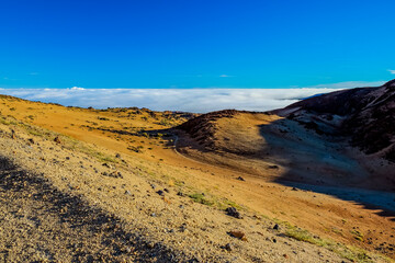 Way to a volcano above the clouds