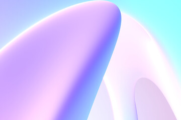 Abstract shape with radiance neon pastel gradient texture. 3d render. Aquamarine blue, light pink, lilac minimal background. Shiny futuristic illustration for web banner, poster, cover, presentation