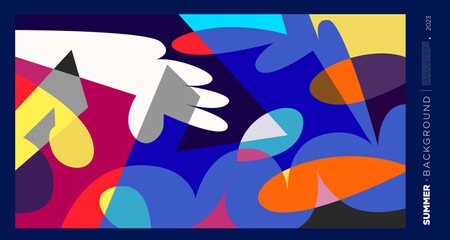 Vector abstract colorful dynamic geometric pattern background illustration for summer 2023