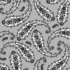 Paisley seamless pattern in beautiful lace fabric,