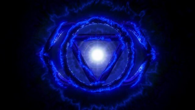 Ajna - Third Eye Chakra: Illuminated by indigo energy, Ajna the doorway to intuition, inner wisdom, heightened perception, and profound spiritual insights. Seamless loop. Tunnel of light. VJ Loop