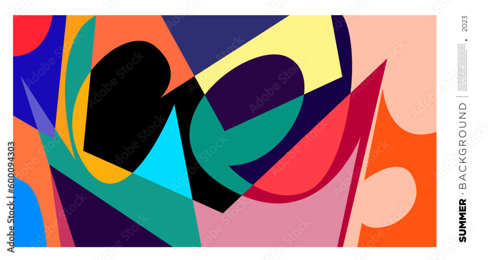 Poster vector abstract colorful dynamic geometric pattern background illustration for summer 2023