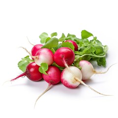 Bunch of radishes on white background created using AI Generative Technology
