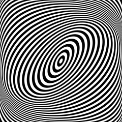 Twisting Whirl Motion and 3D Illusion in Abstract Op Art Striped Lines Pattern.