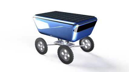 Wheeled delivery drone concept car driverless on transparent intro 3d render - 600095700