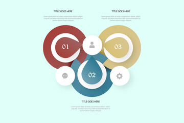 Flat 3 circular diagram infographic