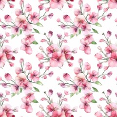 seamless pattern with pink flowers