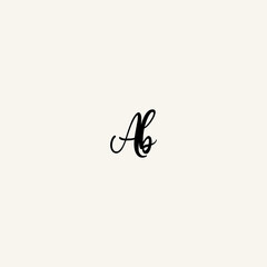 AB black line initial script concept logo design