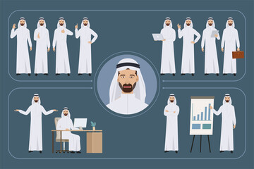  Arab Businessmen Character Model Sheets and Animation Design