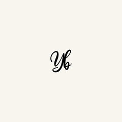 YB black line initial script concept logo design