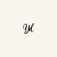 YD black line initial script concept logo design