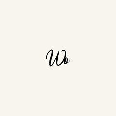 Obraz premium WO black line initial script concept logo design