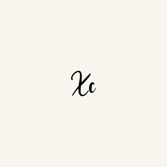 XC black line initial script concept logo design