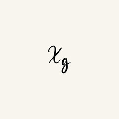 XG black line initial script concept logo design