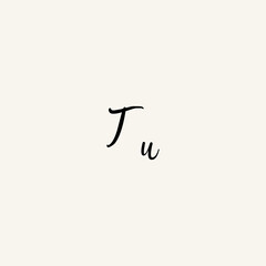 TU black line initial script concept logo design