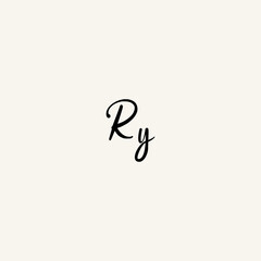 RY black line initial script concept logo design
