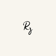 RZ black line initial script concept logo design