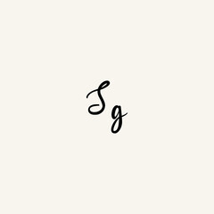 SG black line initial script concept logo design